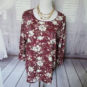 Karen Scott Floral Fall Top (petite large)